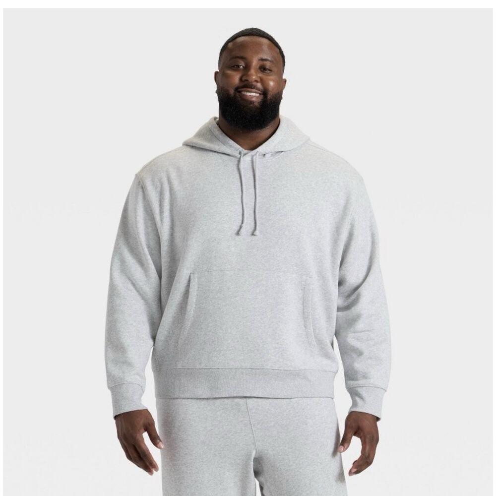 All In Motion Mens Cotton Fleece Hoodie Zip Pockets Heathered Gray Mens XXL NEW
